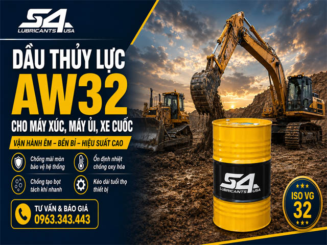 Dầu Thủy Lực Cho Máy Xúc, Máy Ủi, Xe Cuốc AW32