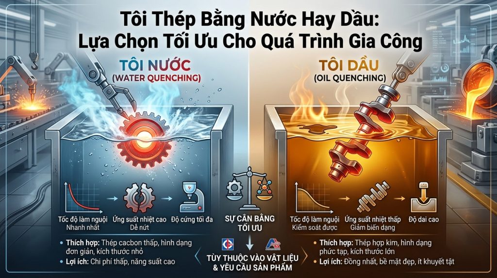 Tôi Thép Bằng Nước Hay Dầu