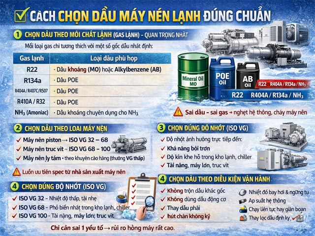 Cách Chọn Dầu Máy Nén Lạnh Đúng Chuẩn