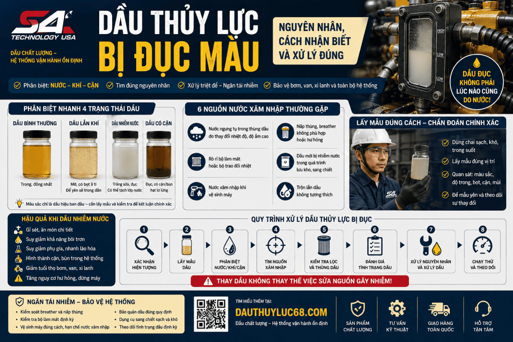 Dầu Thủy Lực Bị Đục Màu: Nguyên Nhân, Cách Nhận Biết Và Xử Lý Đúng